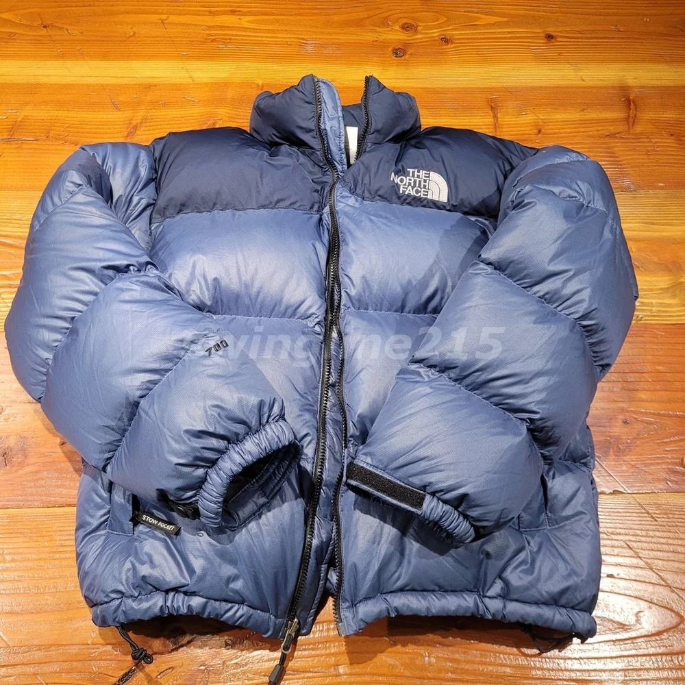 Vintage 00s North Face Nuptse 700 Goose Down Puffer Jacket Men Blue Men L - Picture 8 of 11
